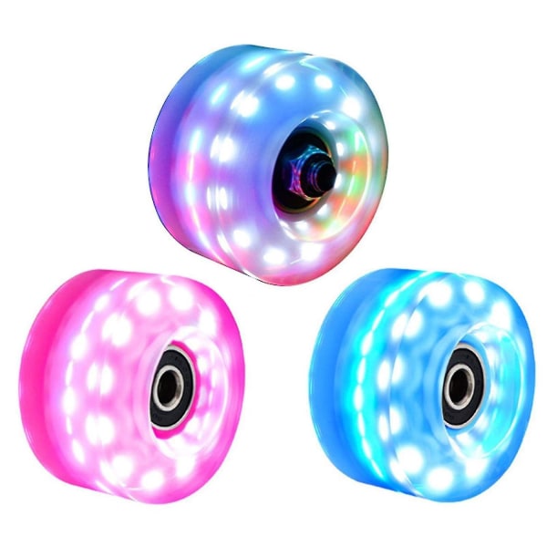 4 stk dobbel rad LED rulleskøyter lysende hjul