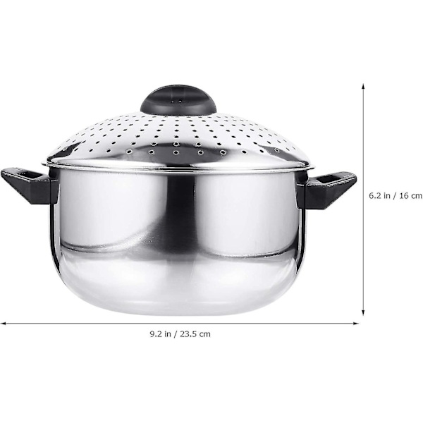 Nuddelpotte-strainer i rustfritt stål, lagerpotte for pasta, med lokk for kokekar, rustfritt stål, 16 cm