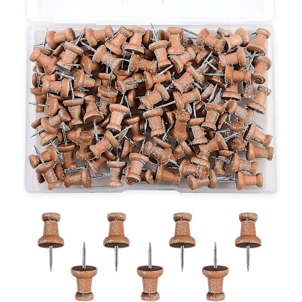 100 Træ-Push Pins Kortnåle Markeringspinde Kort Push Pins Med Stålspids Til Kork Opslagstavle Håndværksprojekter
