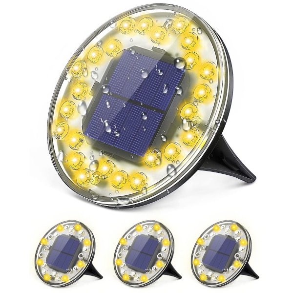 Solcellsmarklampor, 24 LED Solcellsdrivna Utomhusmarklampor, IP68 Vattentät Inbyggd Solcellsdriven Utomhusspotlight, Solcellsmarklampa