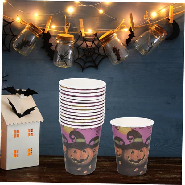30 stk. Halloween papirkopper til fester og græskardesign til drinks til fejringer og sammenkomster