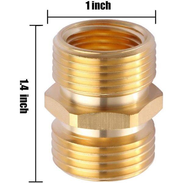 (2 kpl) Teollinen metalli messinki puutarhaletkun liitäntä putkeen NPT-liittimellä, Green Thumb nopea kääntyvä liitäntäsovitin, kaksinkertainen uroskierrekoko GHT 3/4\" X