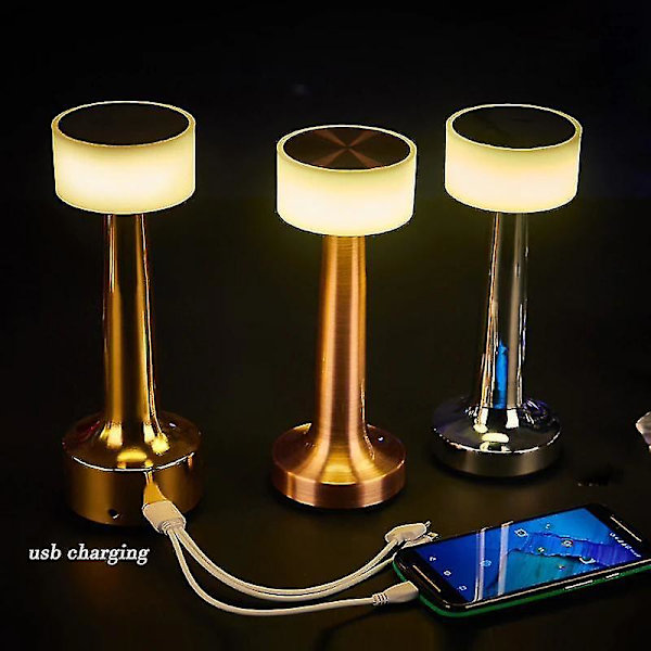 Bordslampa med beröringskänslig sensor, laddningsbar, rosa