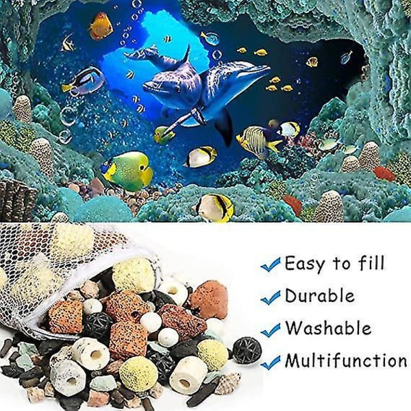 Akvarium Filterpose Lynlås Nylon Mesh Fiskekumpose