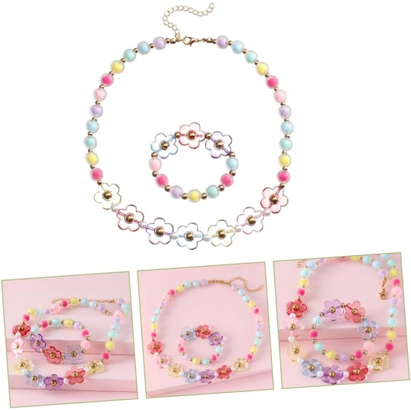 Smyckesset för flickor och pojkar, blomma armband halsband modesmycken säkra