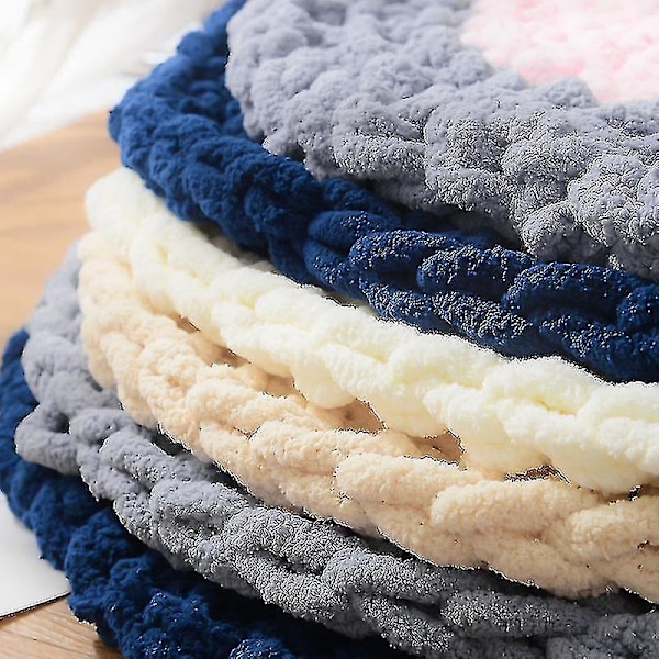 Strikket Rund Pute Tykk Tykt Garn Håndvevd Pute Grey Navy