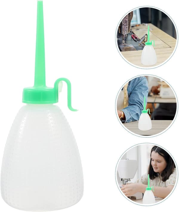 6 stk symaskinoljeflasker 150 ml plasttupp klemoljedispenser