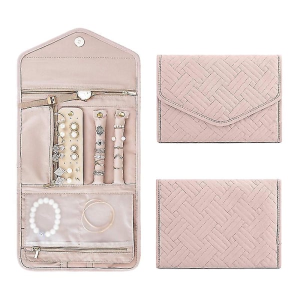 Resesmycken Organizer Roll Vikbart case för resa-ringar Halsband Armband Örhängen