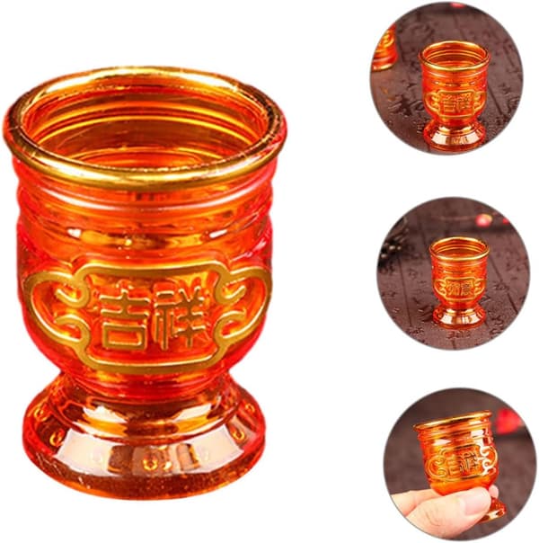 6 stk. dekorative offerkopper for tempel- og zen-rom Halvtransparente tilbedelseskopper