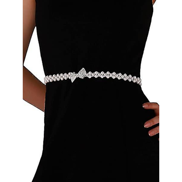 Brudgummens Pärlband Vit Pärlor Kristall Rhinestone Retro Midjeband För Bröllopsklänning 1st Vit