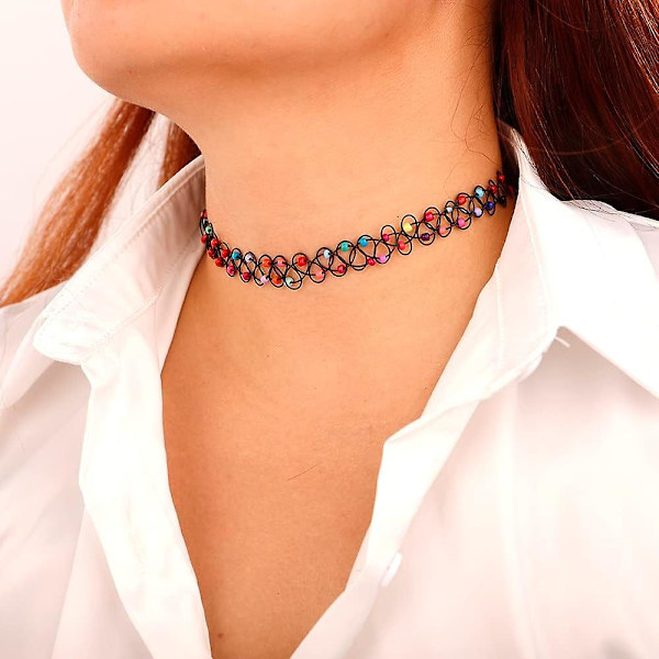 Htooo Dam Chokers Halsband Set Stretch Krage Choker Halsband Med Pärla För Tonåringar Kvinnor Flickor (style2)