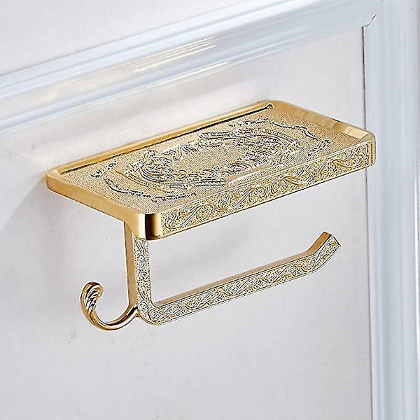 Guld Toiletpapirholder Væghængt Papirhylde Metal Telefonhylde