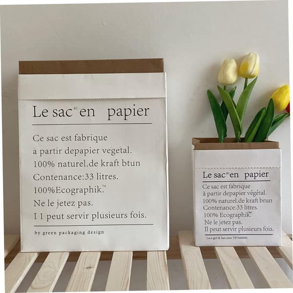 2 stk. kraftpapirpose tørrede blomsterholder hvid mode papirpose til opbevaringspose brugt