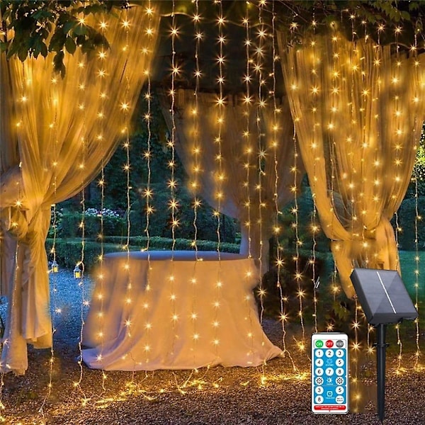 LED Gardinlys Solcelle 3x2m 200 LEDer Feelystring IP65