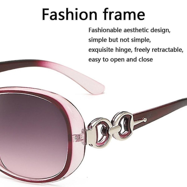Kvinner Retro Overdimensjonerte solbriller Dame Brede nyanser Oval Elegant Eyewear, lilla boks
