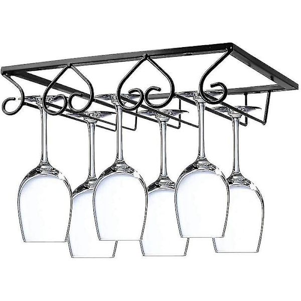 Svart Vinglasshylle Holder Metall Under Skap Stemware