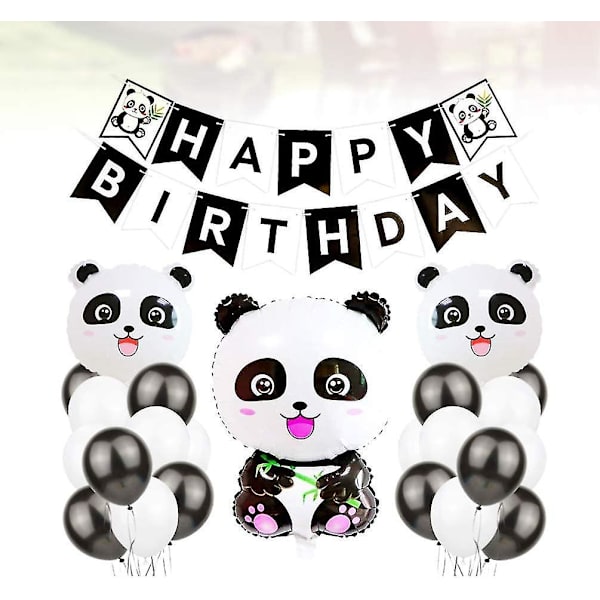 24 stk. Børnefødselsdag Panda Party Tilbehør Banner Balloner