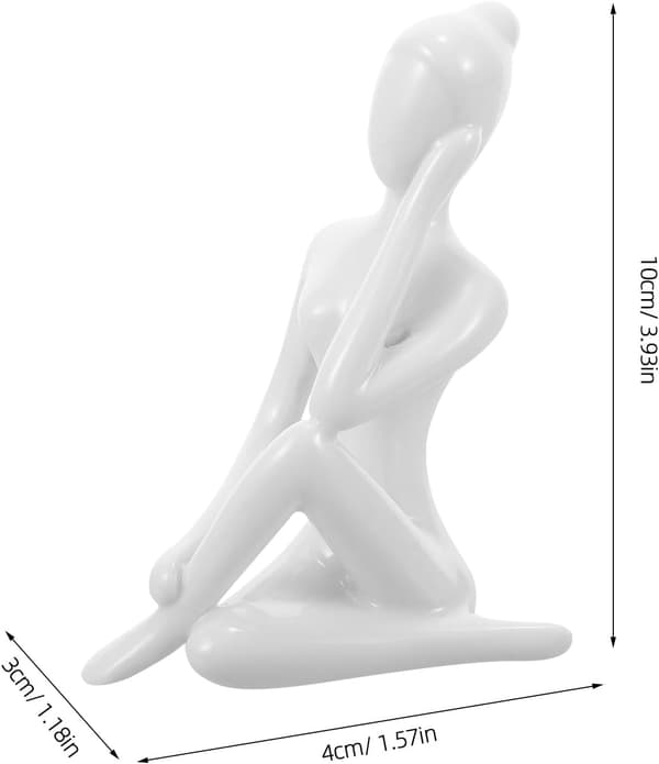 Keramisk vit yogaställningsfigur minimalistiska moderna heminredningar