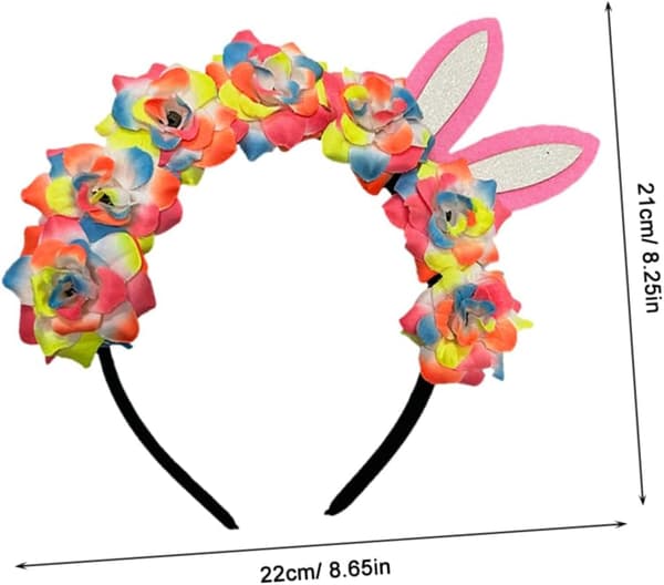 Fargerikt blomsterkaninørehodebånd for kvinner og søtt hårtilbehør påske cosplay-hodebånd