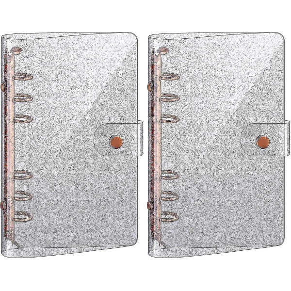 2 stykker A6 Pvc 6-ring Binder Cover Rose Gold Blødt Notebook Cover