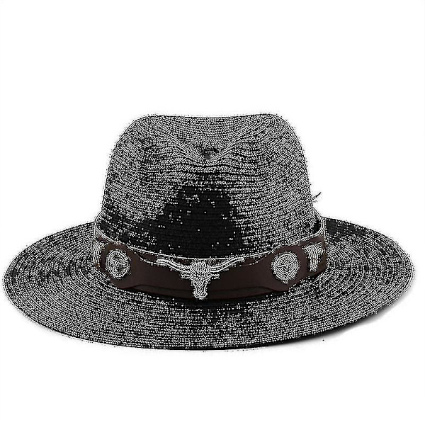Klassisk Panamahatt Sommar Solhattar För Kvinnor Män Strand Halmhatt black