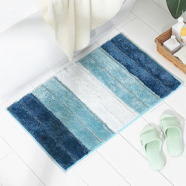 Chenille Badeværelsesmåtte, Absorberende, Skridsikker, Fløjlsblød Gradient blue 45*65CM