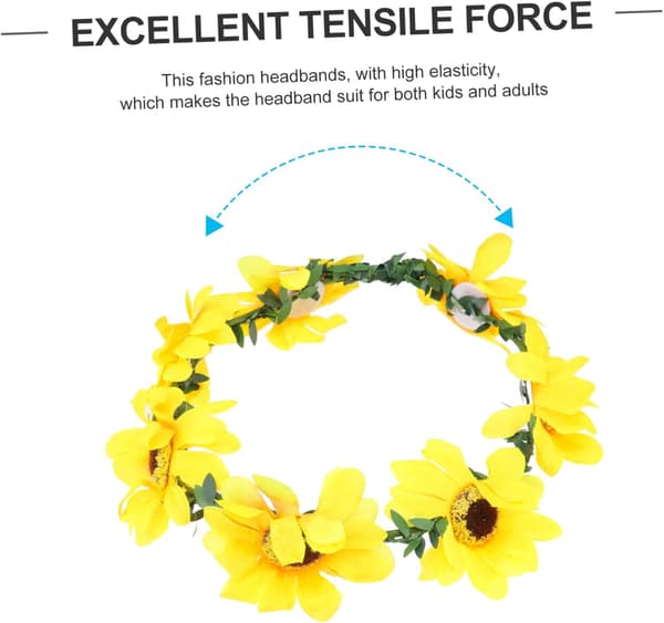 Solsikke krone hodebånd hårkrans for brudefestivaler blomsterhodeplagg solsikkedesign