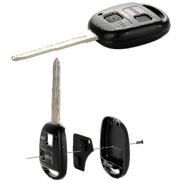 Høj kvalitet bilnøgle reparationskit til Toyota Yaris - 2 knappers fjernbetjening nøgleskal med holdbar gummipude, ABS materiale - Nem DIY mikrobryder udskiftning