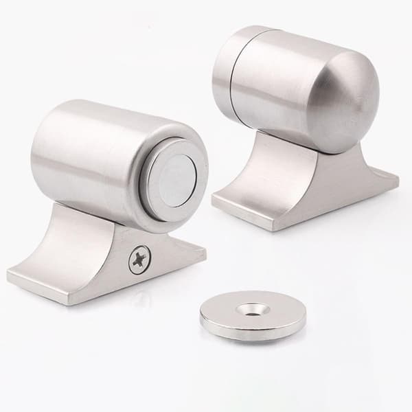 Magnetisk dørstopper med støydemping 2 sett rustfritt stål moderne sølv dørfanger egnet
