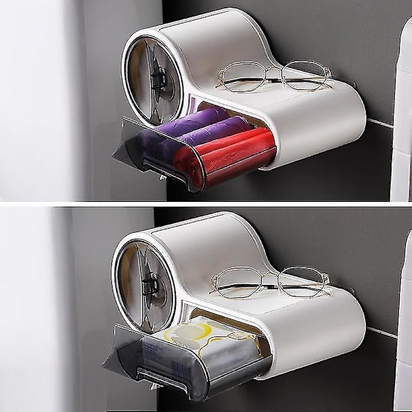 Multifunktionel Toiletpapirholder Stativ Vandafvisende Hvid