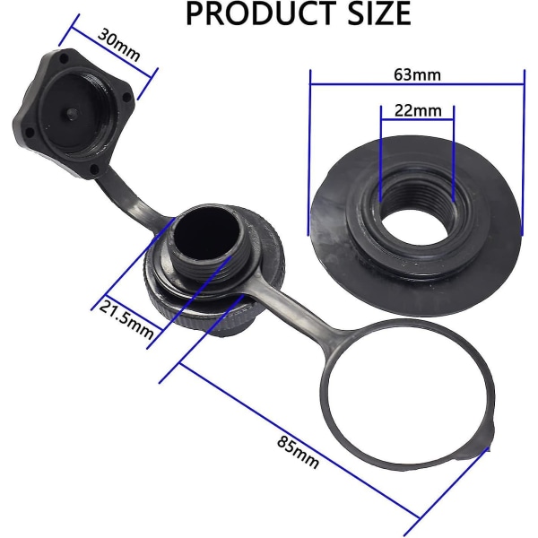 Musta ilmaventtiili puhallettavan veneen ruuvityyppinen ilmatulppa Yksisuuntainen puhallettava vaihtoruuvi (musta) (2 kpl)
