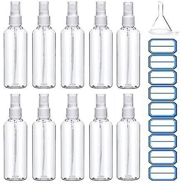 100ml Sprayflaskor Set 10 st Fint Mist Reseflaskor Tratt