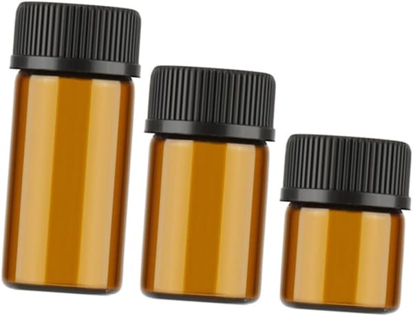 10 st 3 ml miniglasflaskor mörkbrun kornlock och hålplugg små påfyllningsbara olje- och parfymbehållare