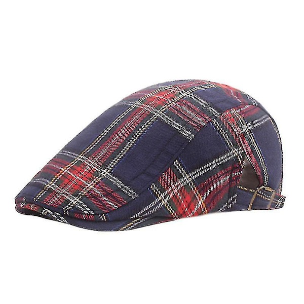Beret Hat med Ternet Stof Advance Hats Kunstnerisk Ungdom Peaked Cap College Style Beret Mænds Og Kvinders Solhatte Navy blue