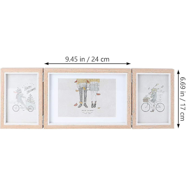 Triple Foto Ramme Flere Fotos 6x4 Og 7x5 Træ Foldbare Foto Rammer Trehængslet Billederamme Til Skrivebordsvisning Bryllupsgaver 1stk)