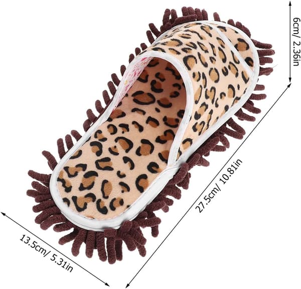 Åben-tå Chenille Moppe Hjemmesko til Voksne, Leopardprint Arbejdsbesparende Gulvrengøringssko