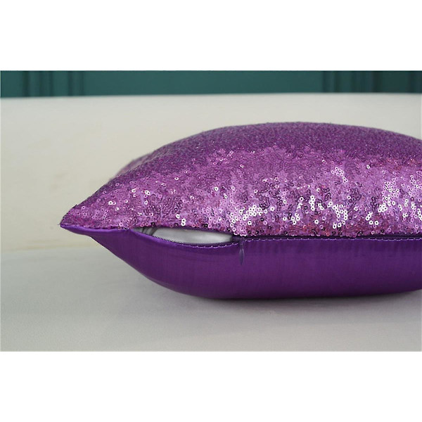 Hjemme Dekorativ Putesett med Sekvens, Kvadratisk, Ensfarget, 40cmx40cm (rosa)