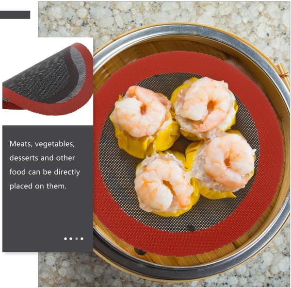 2 stk gjenbrukbare silikonmatter med glatt overflate for baking og damping av dumplings og dim sum