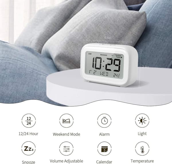 Digital väckarklocka för sovrum, resor och kontor - Modern minimalistisk stil med LCD-display