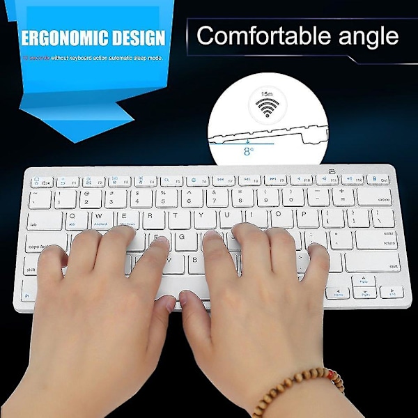 Sølv Ultra-tyndt Trådløst Bluetooth Tastatur iPad Mini Mac