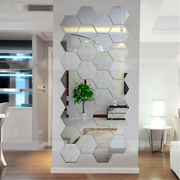Hexagonala 3D-spegelväggdekaler för vardagsrum