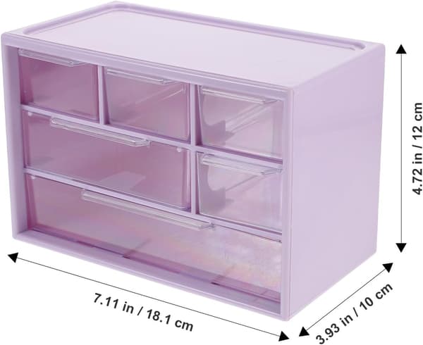 Stor 6-rums skuffeopbevaringskasse lilla, skrivebords makeup-organizer
