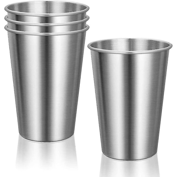 4 stk. Premium 304 Rustfrit Stål Kopper, Stabelbare Drikkekopper, Ubrækkelige Metal Kande-yuhao