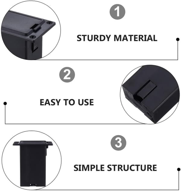 9v Batteri Gitarrfodral Tillbehör Batterilåda Förvaring Svart Plast Metall Elegant Modern Design Stabil