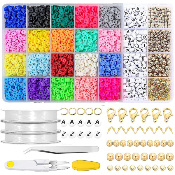 6mm Polymer Leir Perler Sett DIY 24 Rainbow Color Flat Chip Beads