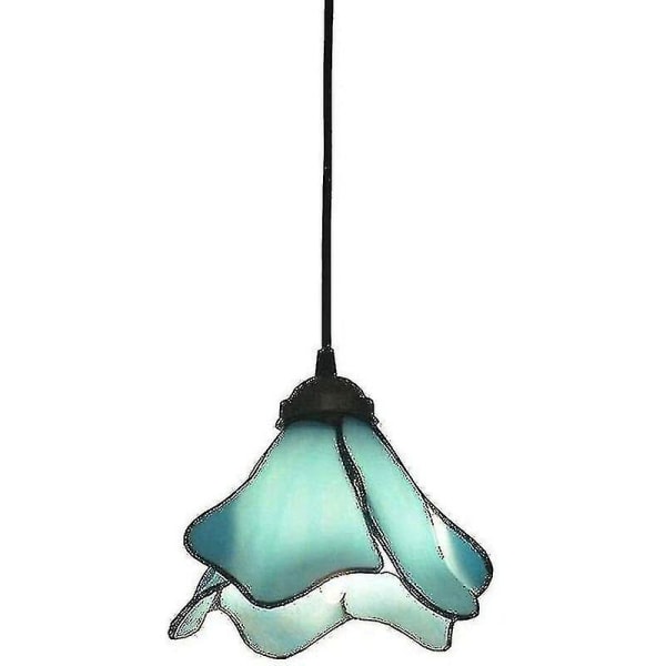 Fabrikspris Europeisk Tiffany E27 Romantisk hänglampa Medelhavsljuskrona Justerbar höjd Blått glas Hänglampa Matsal Barns Ro