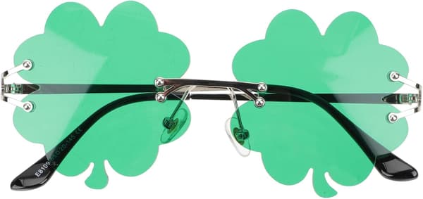St Patrick's Day Glasögon 1 Par Chic Klöverglasögon Guldbåge och Mörkgröna Linser Fest