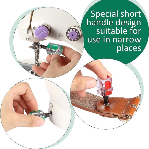 Minikort skruetrækkerværktøjssæt til symaskine Inkluderer fladt/slidshoved