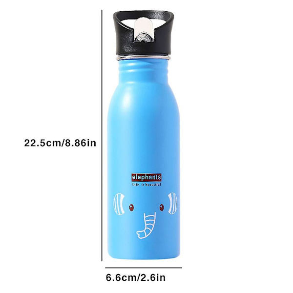 Lasten urheiluvetolaukku, 500 ml ruostumattomasta teräksestä valmistettu urheilupullo, jossa on painonappi/vetokansi, kannettava vesipullo