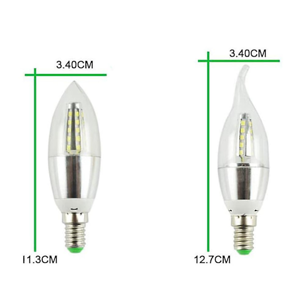 10 kpl Kirkas Lampara Led E14 Kynttilä Led-Lamppu 5w Hopea